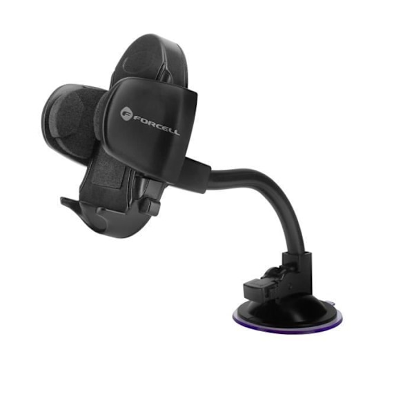 Smartphone bilhållare - FORCELL - Oval - Sugkopp - 360° roterbar - Flexibel arm 17cm Svart