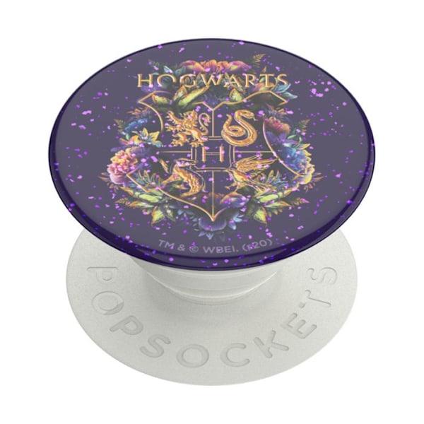 Pop Grip för smartphones Standarddesign Hogwarts Blommig Glitter PopSockets Vit Lila