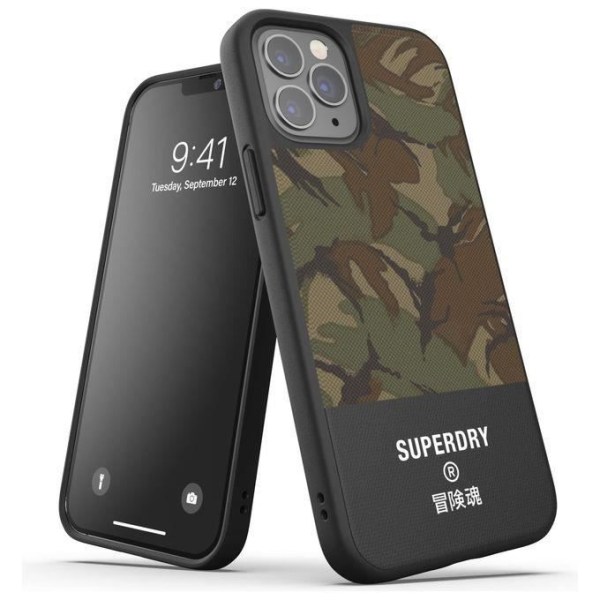 Superdry 42588 gjuten canvas skyddsfodral för iPhone 12 - iPhone 12 Pro 6.1, kamouflagegrön