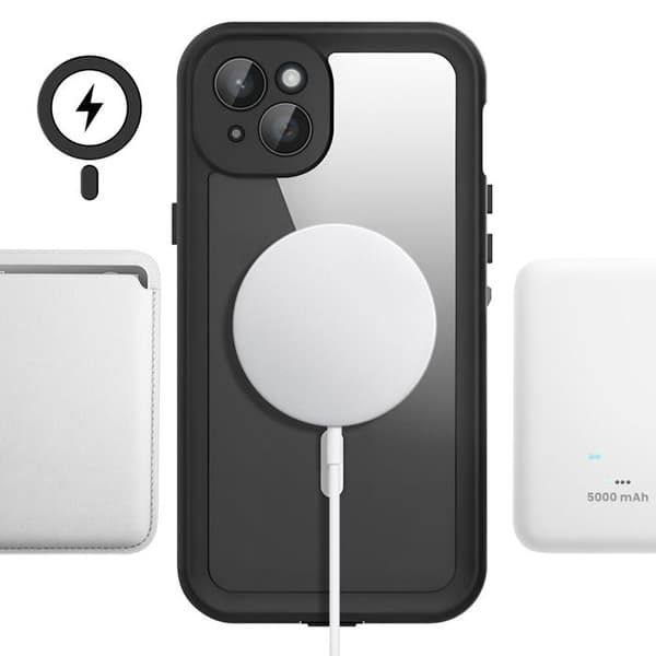 360° Helcover til iPhone 15 Plus Kompatibel med MagSafe Vandtæt IP68 Shellbox Sort Svart