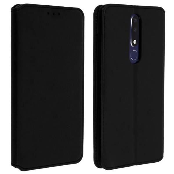 Housse - AVIZAR - Nokia 3.1 Plus - Foliofodral - Ekologisk läder - Ställfunktion - Svart Svart