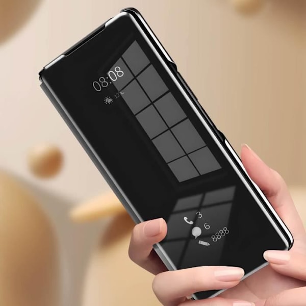 AVIZAR Clear View Fodral till Samsung Galaxy Z Fold 5 - Svart - Spegel Flip Stand Funktion Svart