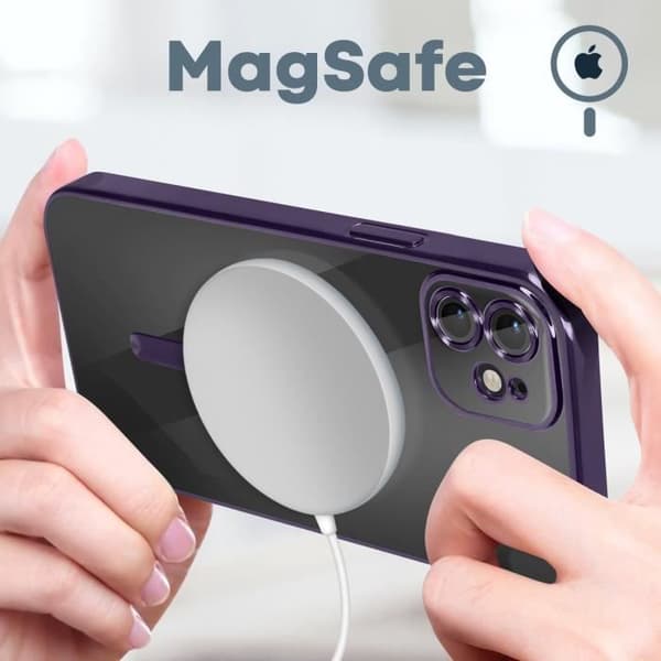 Coque MagSafe - Apple - iPhone 12 - Silikone Lilla - Kromkant - Blød Violett