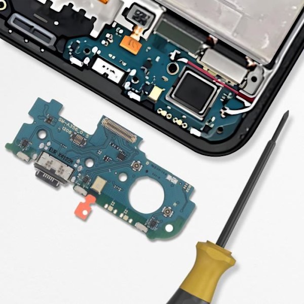 Alkuperäinen Samsung A35 USB-C latausliitin mikrofonilla ja Samsung-jack-liittimellä Musta Svart