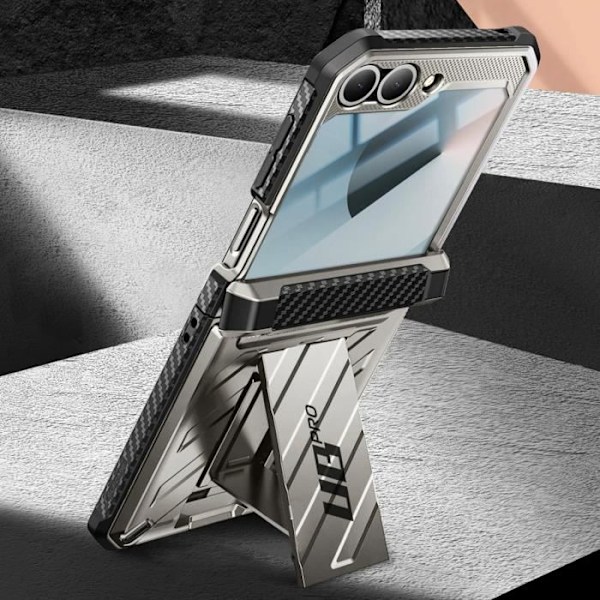 Helkroppsfodral för Samsung Galaxy Z Flip 6 Stötsäkert Kickstand Support Supcase Grå Grå