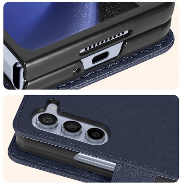 Fodral för Galaxy Z Fold 5 Med kortficka Magnetflik Chesterfield Mörkblå