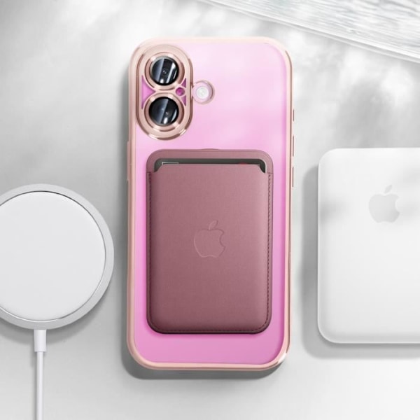 MagSafe Cover til iPhone 16 Silikone Chrome Contour Champagne Pink Rosa