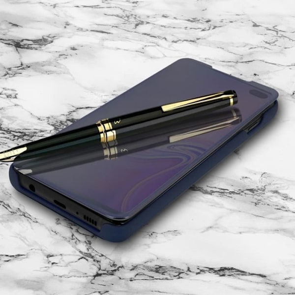 Sæde til Samsung Galaxy S10 Plus - AVIZAR - Spejl etui - Gennemsigtig klap - Semi-rigid covers - Mørkeblå Midnattsblå
