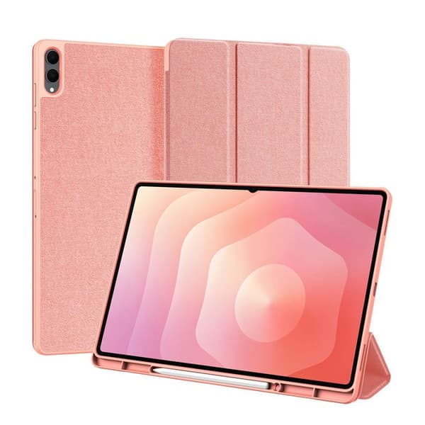 Samsung Galaxy Tab S12 Plus Domo Tri-Fold Iskunkestävä Kuori Dux Ducis Vaaleanpunainen Ros