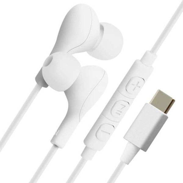 USB-C trådbundna hörlurar - 4 SMARTS - In-ear - Magnetisk fjärrkontroll - Brusreducerande - Ergonomisk Vit