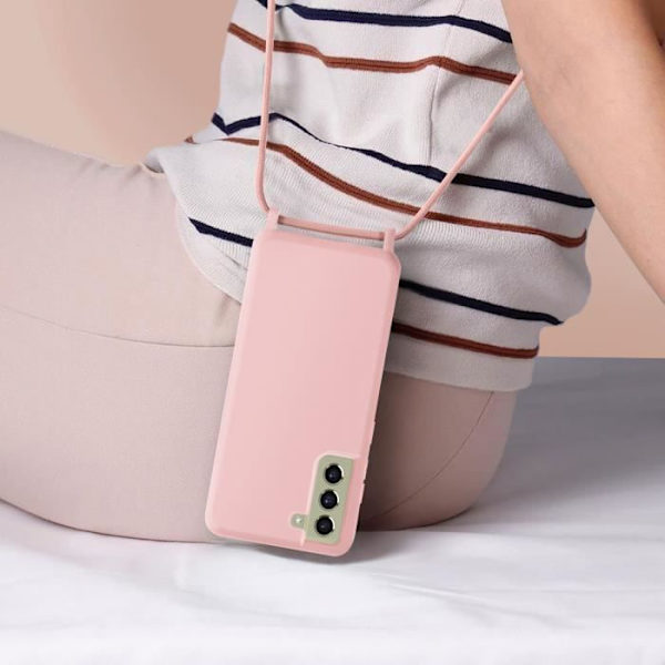 AVIZAR Samsung Galaxy S21 FE puolijäykkä kotelohihna 80 cm puuterivaaleanpunainen Rosa