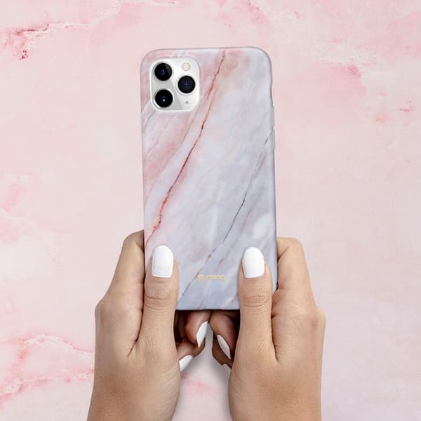 Telefoncase - Crong - Marmor - iPhone 11 Pro - Rosa - Fleksibel - Marmorimitation Rosa