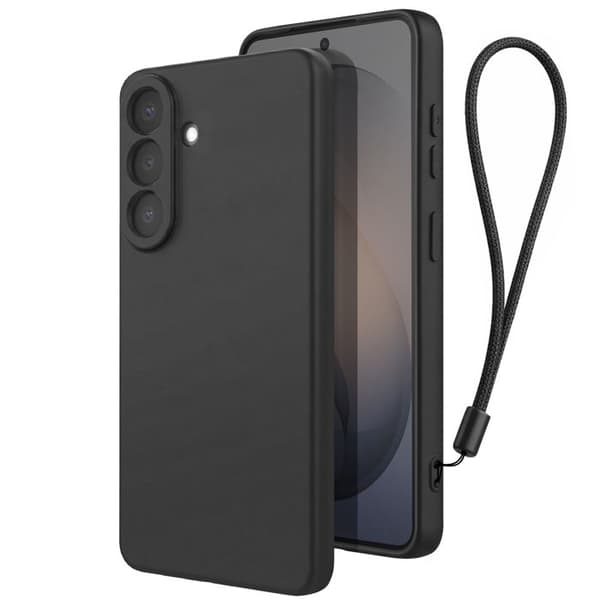 Cover til Galaxy S26 Mat Finish med Hævede Kanter og Sort Rem Svart