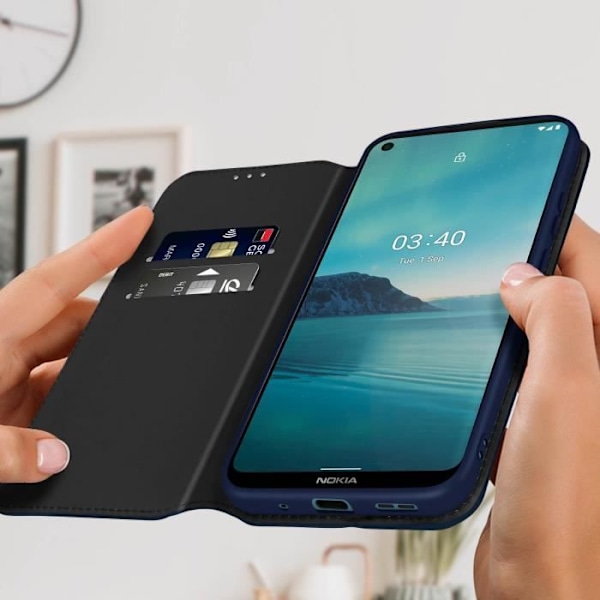 Portföljfodral AVIZAR för Nokia 3.4 och 5.4 - Mörkblå - Videostöd Funktion Nattblått