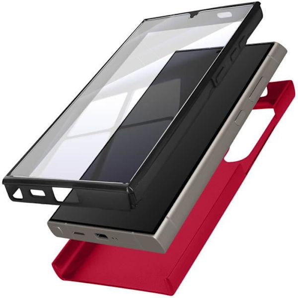 AVIZAR Fuldt etui til Samsung S24 Ultra - Rød - Rigid - Soft Touch - Tyndt og let design Röd