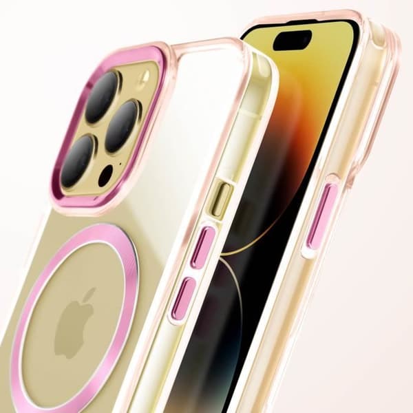 Coque MagSafe för iPhone 14 Pro Bakre Glas Färg Rosé Champagne Rosa