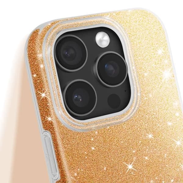 Glitrende Cover - iPhone 16 Pro - Stødabsorberende - Skinnende - Glamourøst og Chic Gul