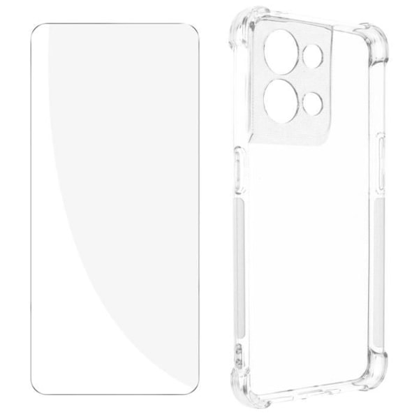 AVIZAR Premium 360° suojapaketti - Oppo Reno 8 5G - Vahvistettu kuori - 9H karkaistu lasi - Valkoinen Vit