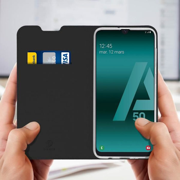 Samsung Galaxy A50 - DUX DUCIS - Lompakkoasu - Pehmeä kuori - Vaakatuet - Musta Svart