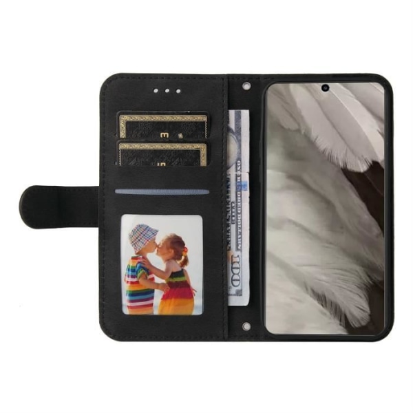 Cover til Google Pixel 8, Premium Protective Læder Wallet Case med [kortpladser] [Magnetisk] (sort) SMF59 Svart