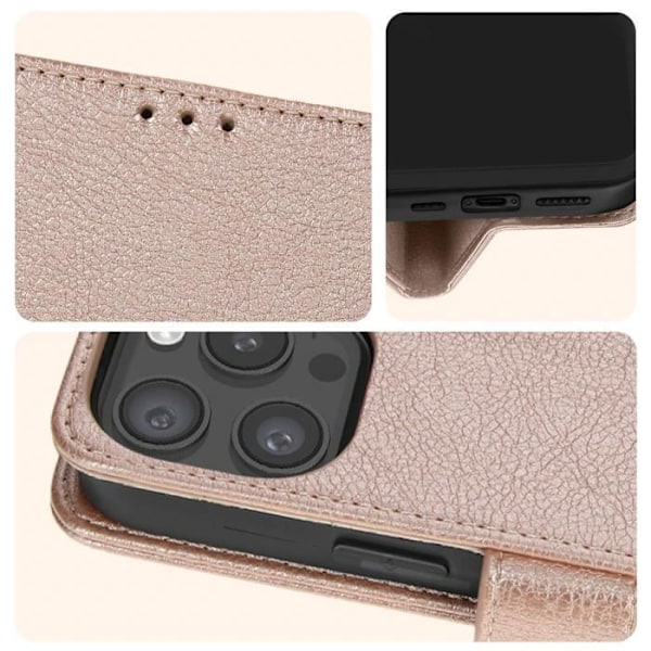 Cover til iPhone 15 Pro - AVIZAR - Chesterfield - Wallet Flip - Video Support - Pink Rosa