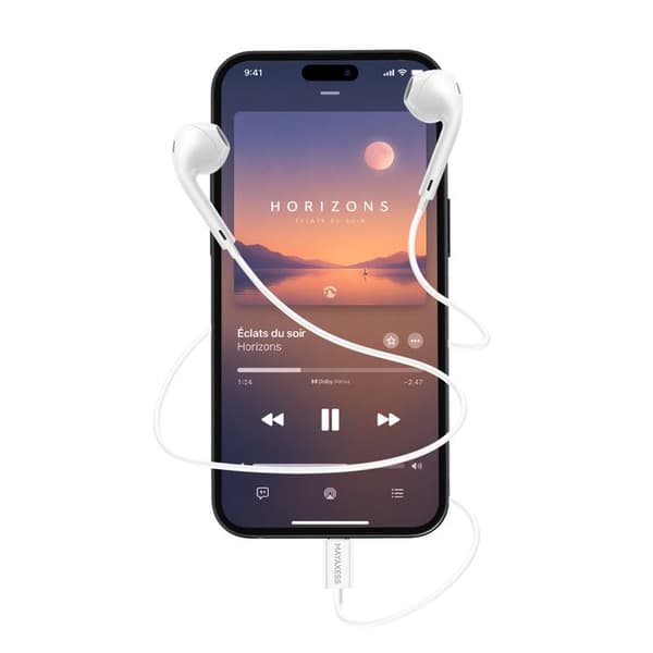 USB-C-kaapeli kuulokkeet integroidulla mikrofonilla iPhone 15 Mayaxess Valkoinen Vit