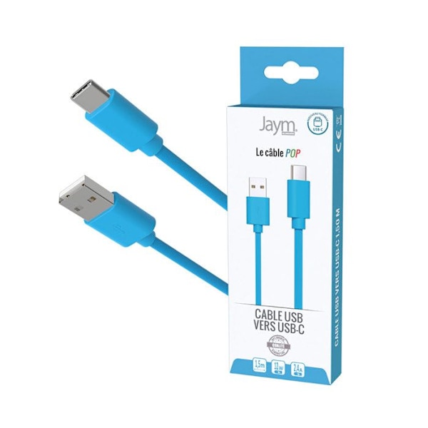 USB-C till USB-A 3A Laddning och Synkronisering Collection POP 1,5m Jaym Blå Blå