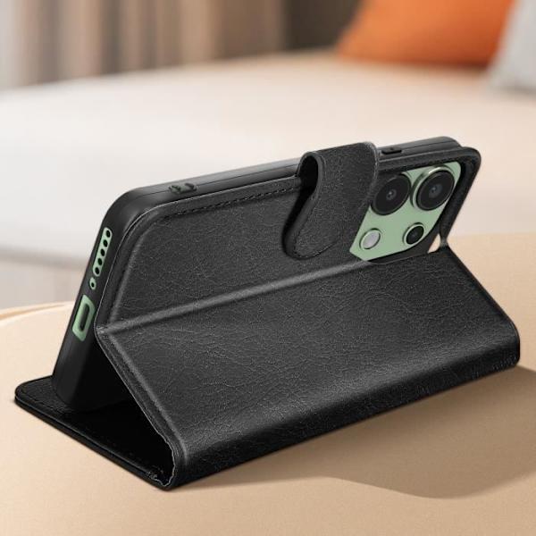 Etui til Xiaomi Redmi Note 13 4G - AVIZAR - Chesterfield - Pung og videoholder - Sort Svart