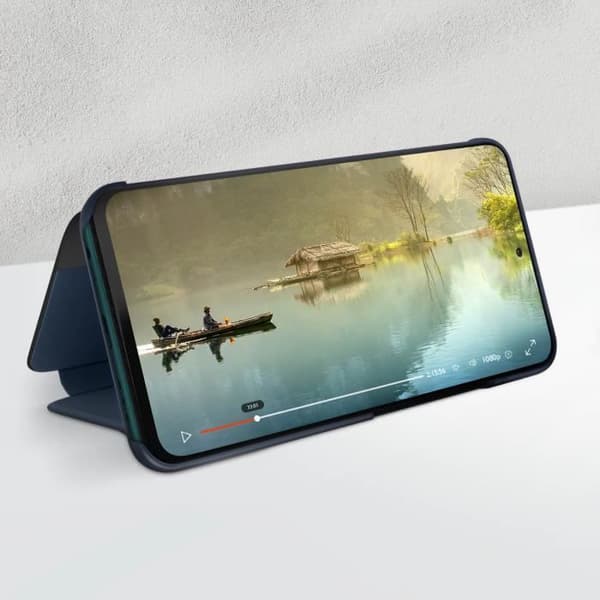 Housse - AVIZAR - Xiaomi Redmi Note 10 / Note 10s - Visningsvindue - Video Støtte - Hård Beskyttelse Midnattsblå