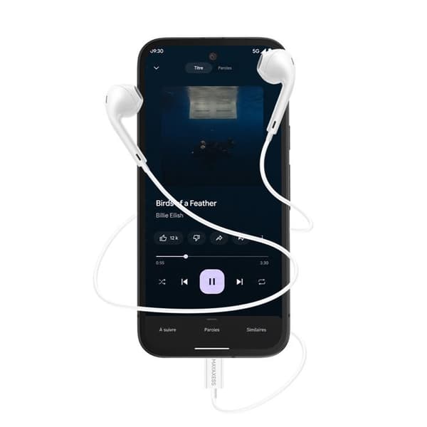 Trådade hörlurar för Pixel 9a USB-C med inbyggd mikrofon Mayaxess Vit Vit