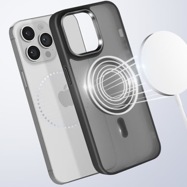 Coque MagSafe för iPhone 14 Pro Max Matt Frostad Bakgrund Svart Kant Svart