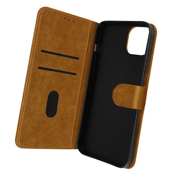 iPhone 14 Fodral - AVIZAR - Chesterfield - Videostödfunktion - Brun kastanj