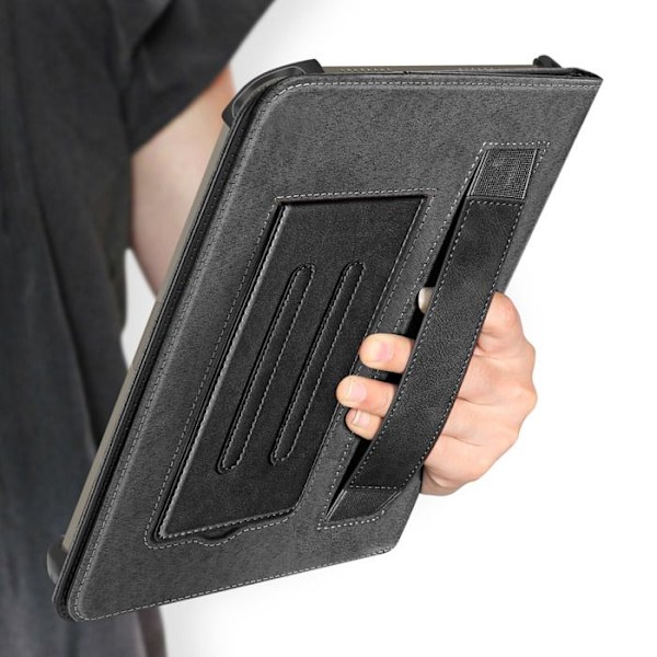Retro-kotelo 10 tuuman tabletille, säädettävä tuki ja korttipidike, musta
