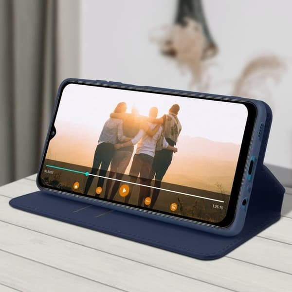 Housse - Samsung - Galaxy A12 - Ekologisk läder - Plånbok - Stödfunktion - Blå Blå