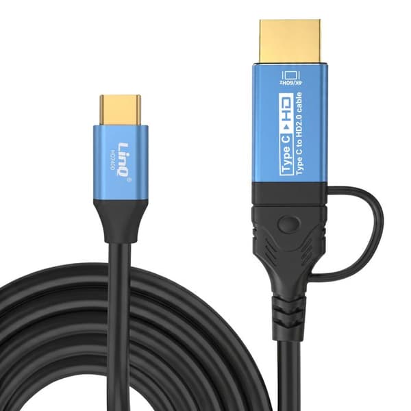 USB-C til HDMI 4K 60Hz 1.8m Skærmadapterkabel LinQ Sort
