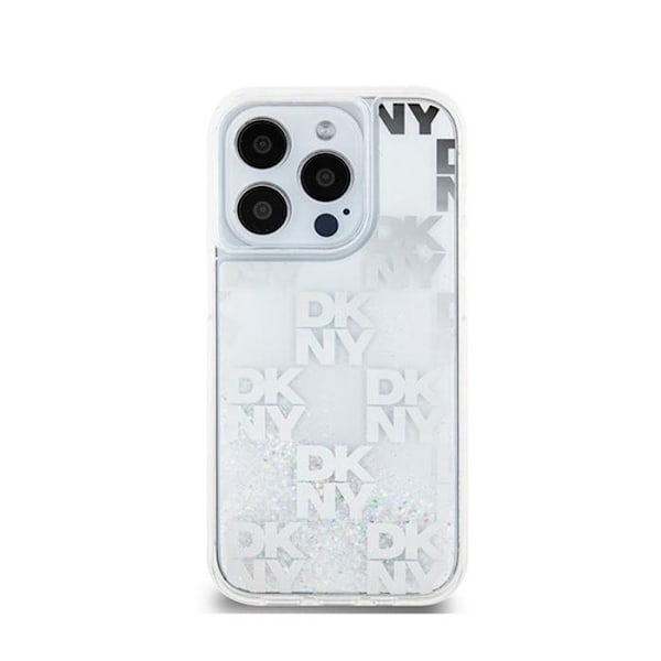 DKNY Liquid Glitter Multilogo - Etui til iPhone 15 Pro (hvid)