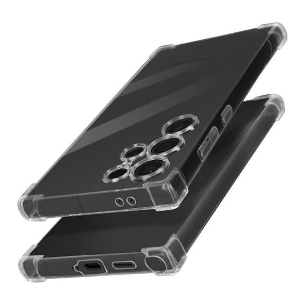 Taske til Samsung Galaxy S24 Ultra - AVIZAR - Forstærkede hjørner - Stødsikker - Gennemsigtig Transparent