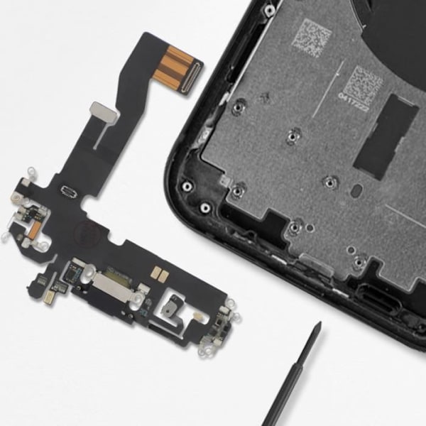 Latausliitin iPhone 12:lle ja 12 Prolle, Lightning-portti + mikrofoni musta Svart