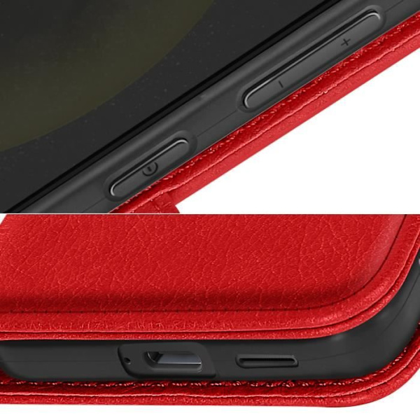 Samsung Galaxy S24 - AVIZAR - Chesterfield Sarja - Lompakko ja Tuki Videoille - Punainen Röd