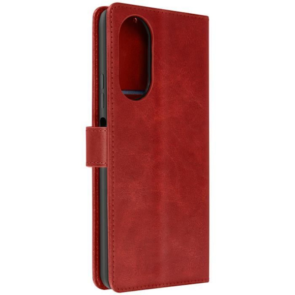 Fodral för Oppo A58 Handledsrem Flip Wallet Stand Red Röd