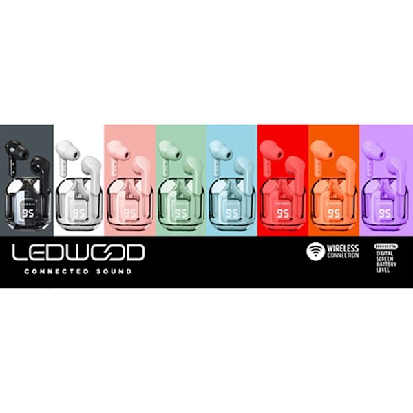 Trådlösa TWS-hörlurar Bluetooth 5.3 Chrystal LED-display Ledwood Svart Svart