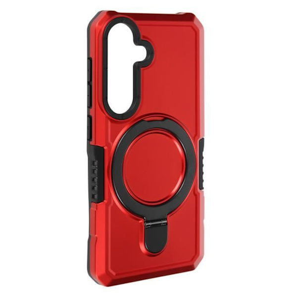 Fodral till Samsung Galaxy S24 - AVIZAR - Stötsäker Bi-Material Support Ring Röd Röd