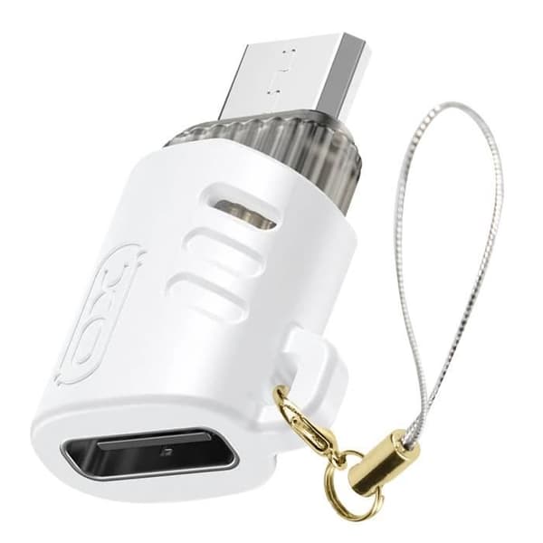 USB-C-adapter - XO - Kompakt - Hona till Micro USB Hane - Snabb överföring av data - Vit