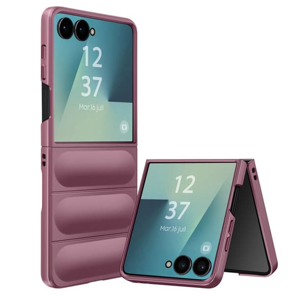 Fodral - AVIZAR - Galaxy Z Flip 7 - Silikon Rosa - Textur Relief - Stötskydd Ros