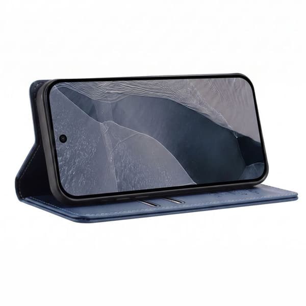 Pungetui til Google Pixel 11 Pro Simil læder med prægning Anti-RFID Mørkeblå Blå