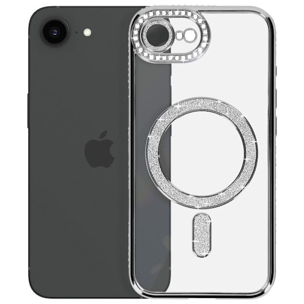 Coque Diamant pour iPhone 16e MagSafe Contour Strass Argent Grå