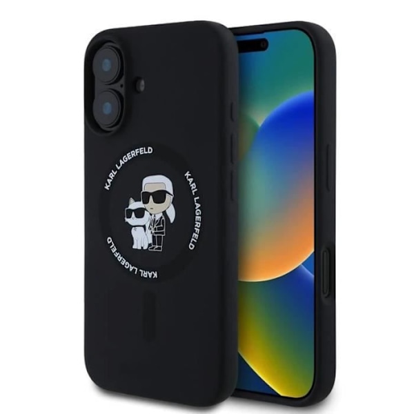Karl Lagerfeld flydende silikone Karl og Choupette med MagSafe etui til iphone 16 6.1" Sort - KLHMP16SSCMKCRHK Svart