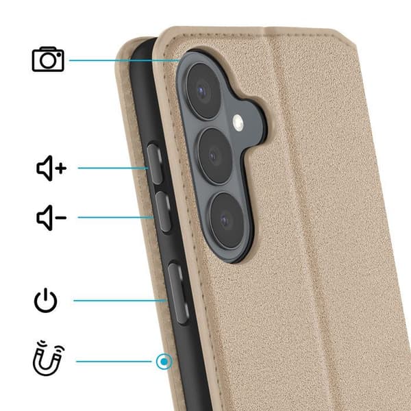 Magnetiskt Flipfodral för Galaxy S26 Plus Ställfunktion Classic Edition Guld Gul