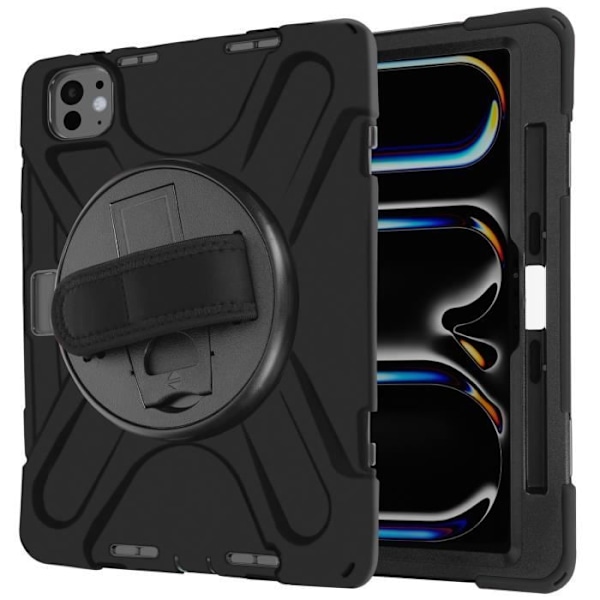 AVIZAR Stødsikker iPad Pro 13 2024 Taske - Sort Strap Support Håndtag Svart