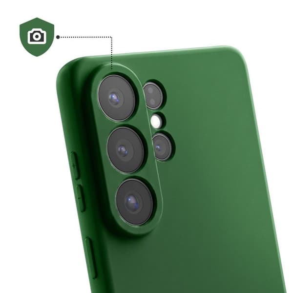 Silicone Soft-Touch Cover til Galaxy S26 Ultra med Mikrofiberforing Mørkegrøn Grön